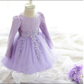 Full Sleeve Satin Gowns Party Christmas Evening Celebrated Garments Children Winter Bulk Gowns Fluffy Clothes On-sale